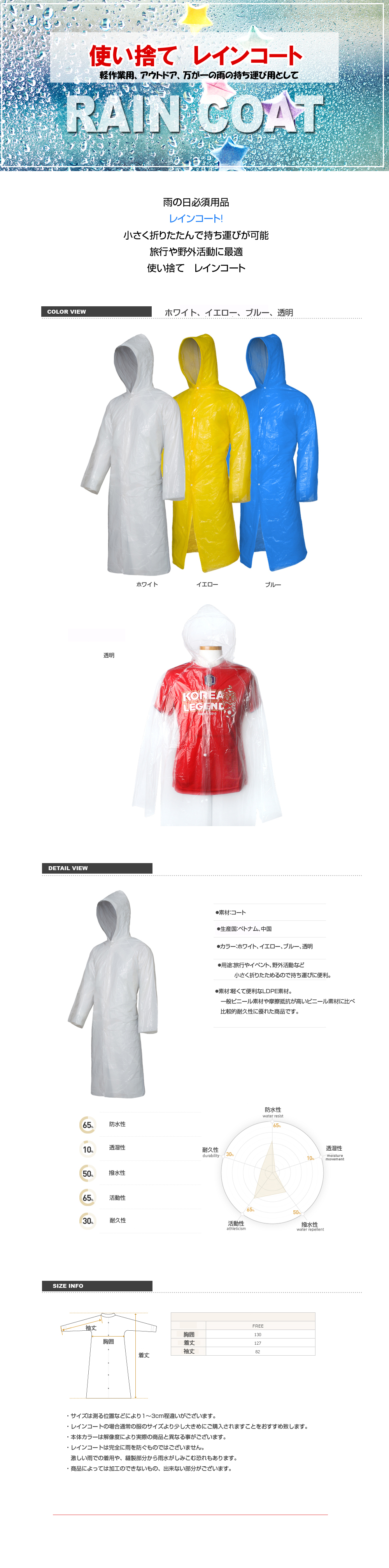 HOWN　レインコート　雨具　カッパ　オリジナルレインコート　梅雨　通勤通学用　プリント